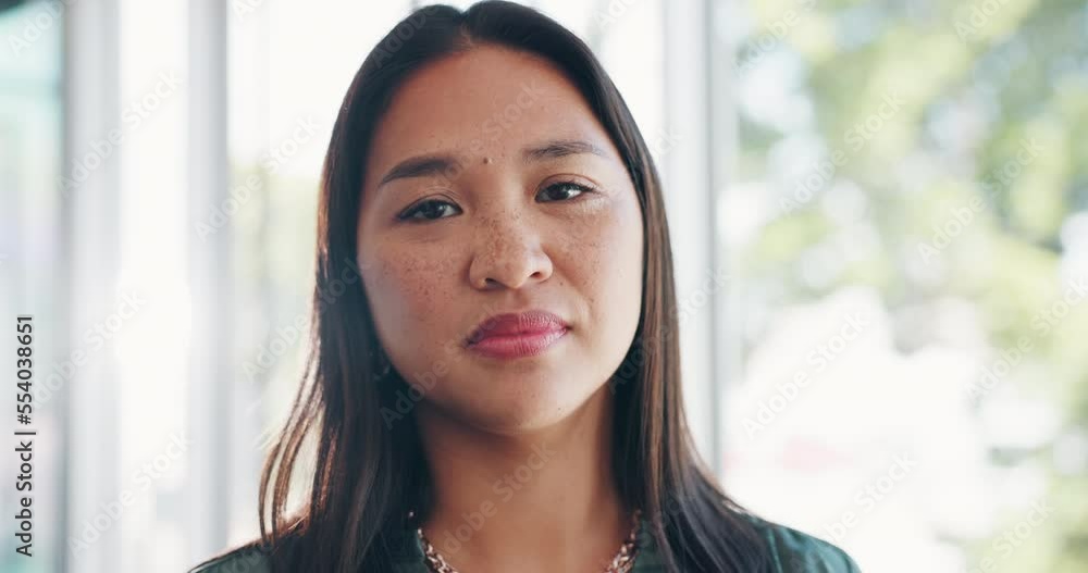 Face, vision and mindset with a business asian woman in her office, standing by a window with flare. Portrait, confidence and mission with a female employee at work with her focus on the future Face, vision and mindset with a business asian woman in her office, standing by a window with flare. Portrait, confidence and mission with a female employee at work with her focus on the future