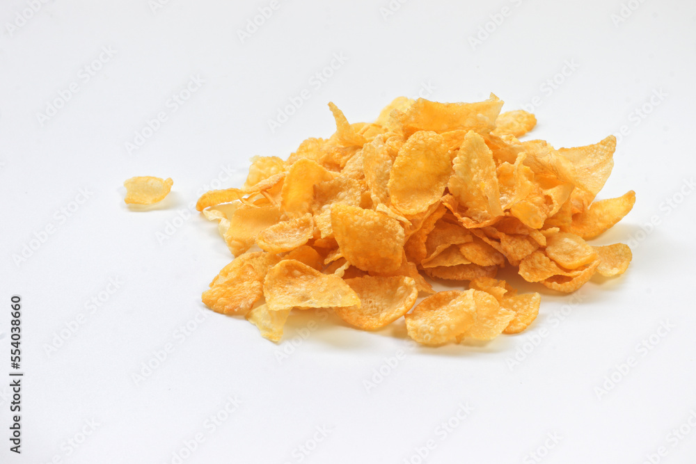 Tasty cornflakes on white background. Tasty cornflakes on white background.