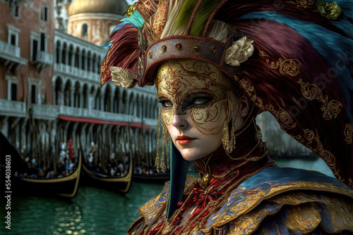 Carnevale de Venezia Venizianischer Karneval Venedig Generative AI Digital ART Illustration