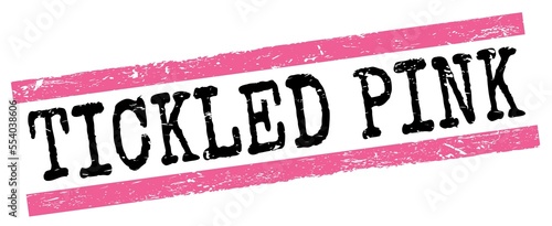Tableau sur toile TICKLED PINK text on pink-black grungy lines stamp sign.