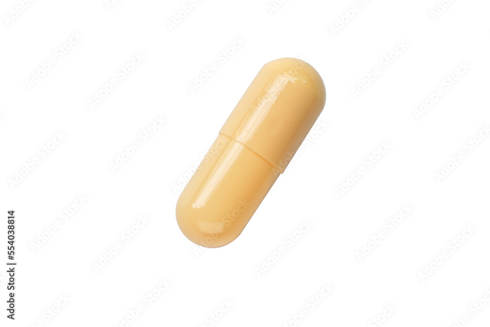 yellow pill capsule isolated on white background yellow pill capsule isolated on white background