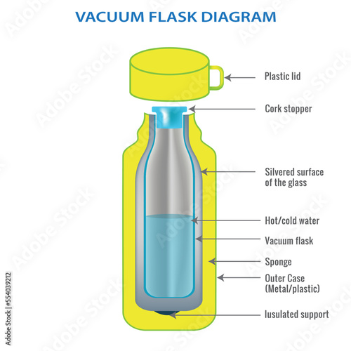 vacuum flask or Thermo flask  diagram vector image