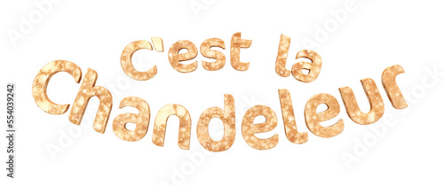 Tableau sur toile C'est la chandeleur écrit avec une texture de crêpe sur fond blanc