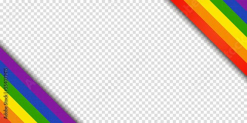 Abstract geometric red, orange, yellow, green, blue and purple ribbon lgbtq color isolated background. Lgbt Pride History Month color background with copy space for text. Transparent vector