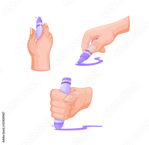 Hand draw and write using crayon symbol set cartoon illustration vector
