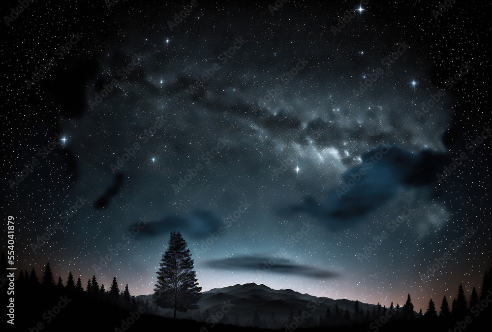 Dark night sky with stars in the backdrop. Generative AI