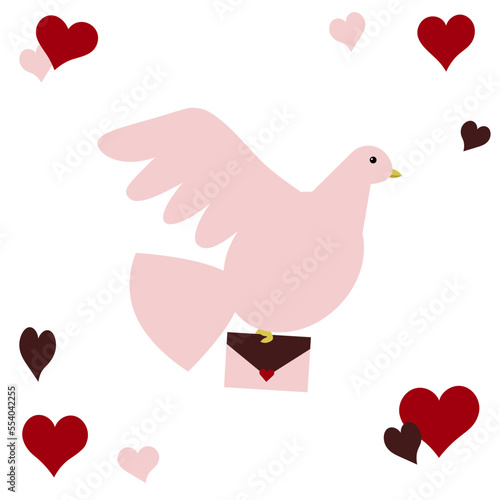 ラブレターを運ぶハトのイラスト