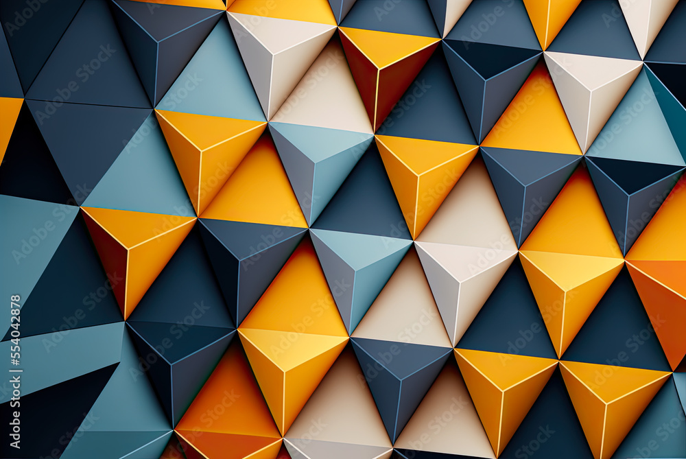 Abstract pyramid design, gold, white, blue. Generative AI Abstract pyramid design, gold, white, blue. Generative AI