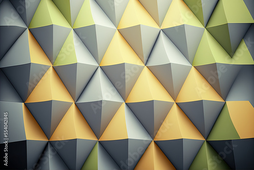 Abstract triangle design, gray, green and yellow. Generative AI