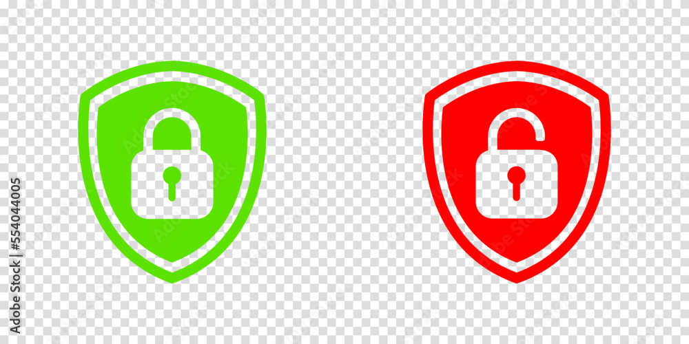 Set of Shield Lock and Unlock Icon. Symbol padlock. Vector sign Illustration. Set of Shield Lock and Unlock Icon. Symbol padlock. Vector sign Illustration.