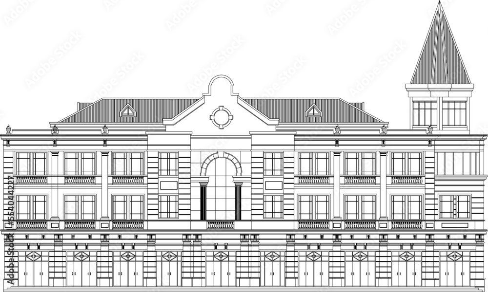  classic old palace model building with white background