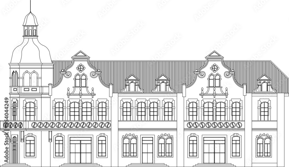 classic old palace model building with white background