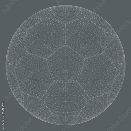 3d wireframe of soccer ball.