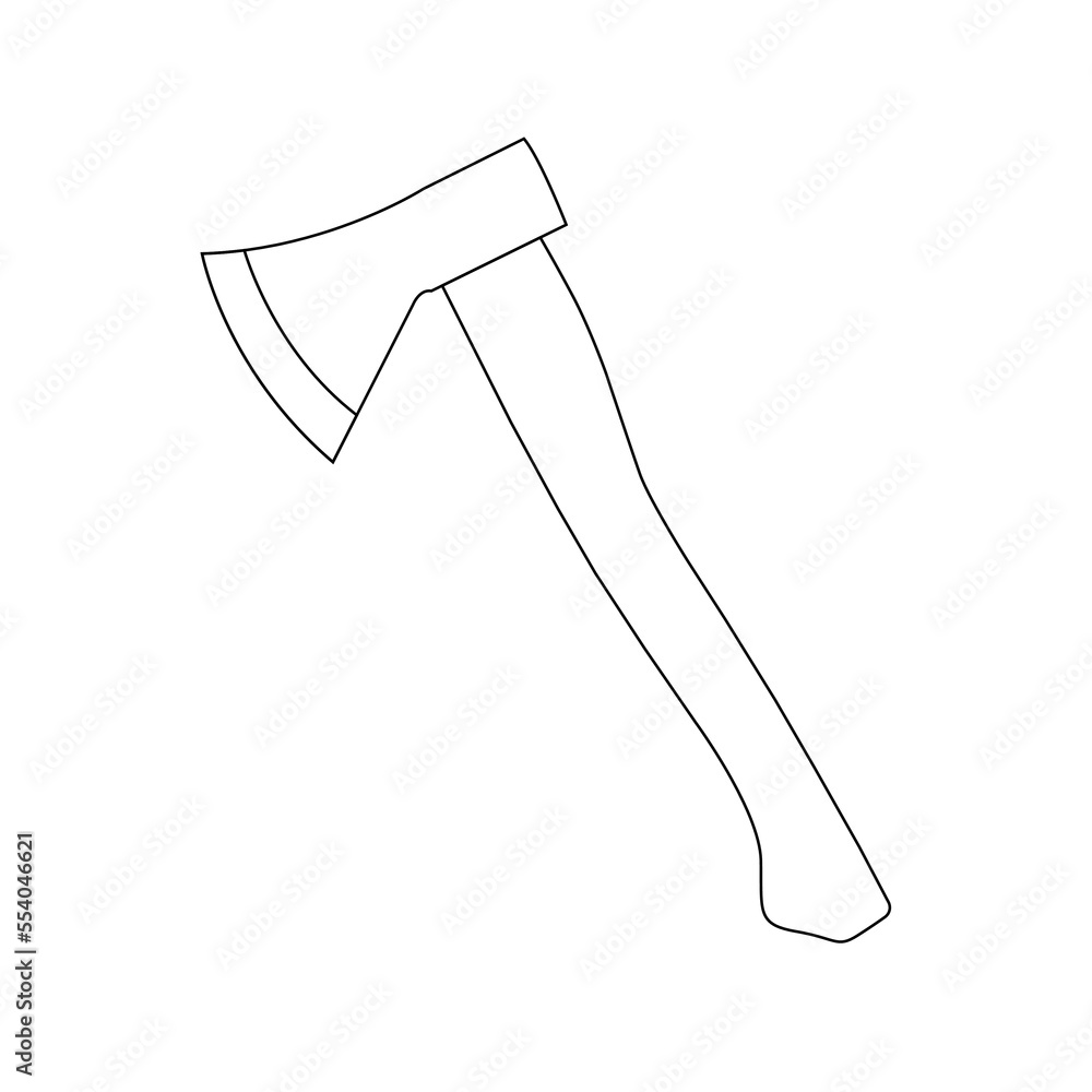 Hatchet Outline Icon Illustration on White Background Hatchet Outline Icon Illustration on White Background