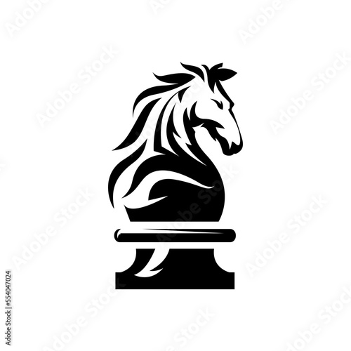 strong knight chess piece symbol, vector template, logo minimalist horse, casino logo, bold horse, game