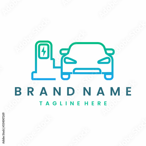 Electric Vehicle Car Charge Station Logo Design