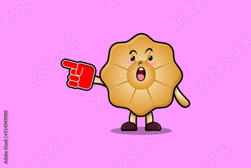 Cute Cartoon Cookies with foam finger glove in modern design 
