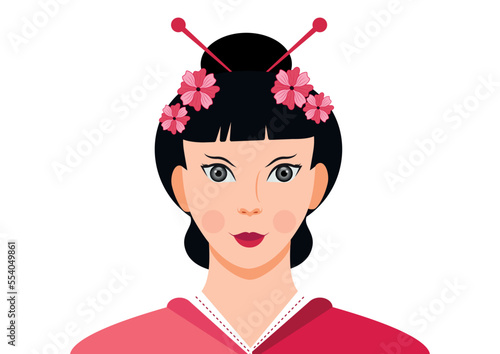 Portrait of cute japanese woman vector