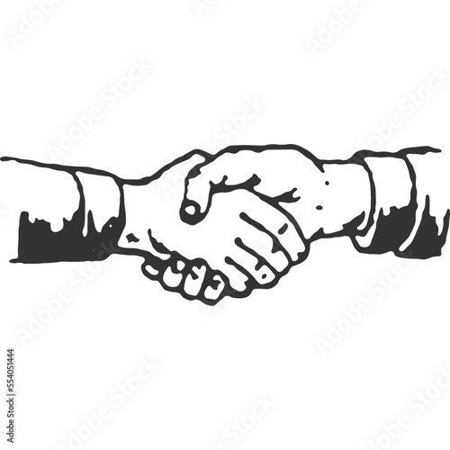 Handshake Vintage Illustration Vector