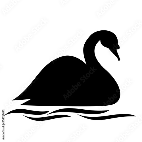 Fototapeta Naklejka Na Ścianę i Meble -  black swan on the lake Silhouette