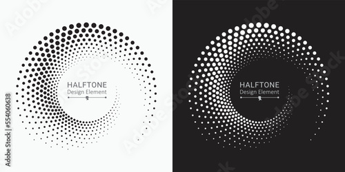Halftone circular frame logo set. Circle dots isolated on the white background. Fabric design element. Halftone circle dots texture. Vector design element for various purposes. photo
