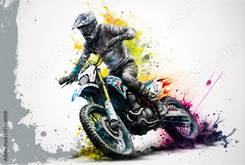 Fotografie White background with moto freestyle. Generative AI
