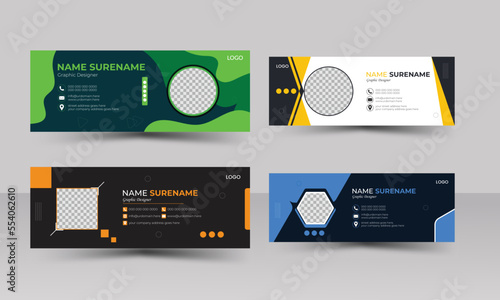 Corporate minimal email signature mail template or footer and personal Business cover design bundle photo