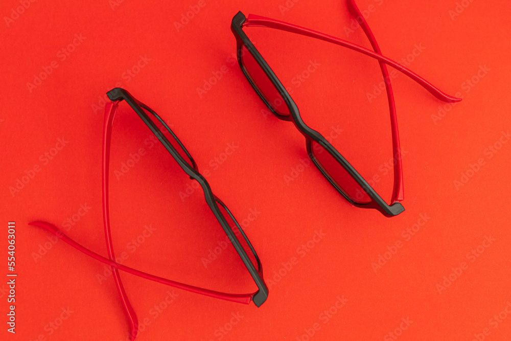 Movie glasses on a red background Movie glasses on a red background