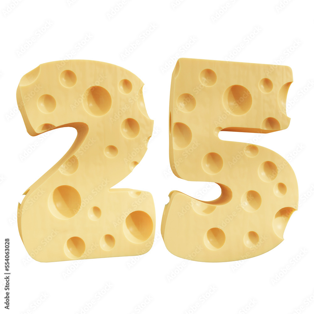 Number 25, Number twenty five cheese icon design. Number 25, Number twenty five cheese icon design.