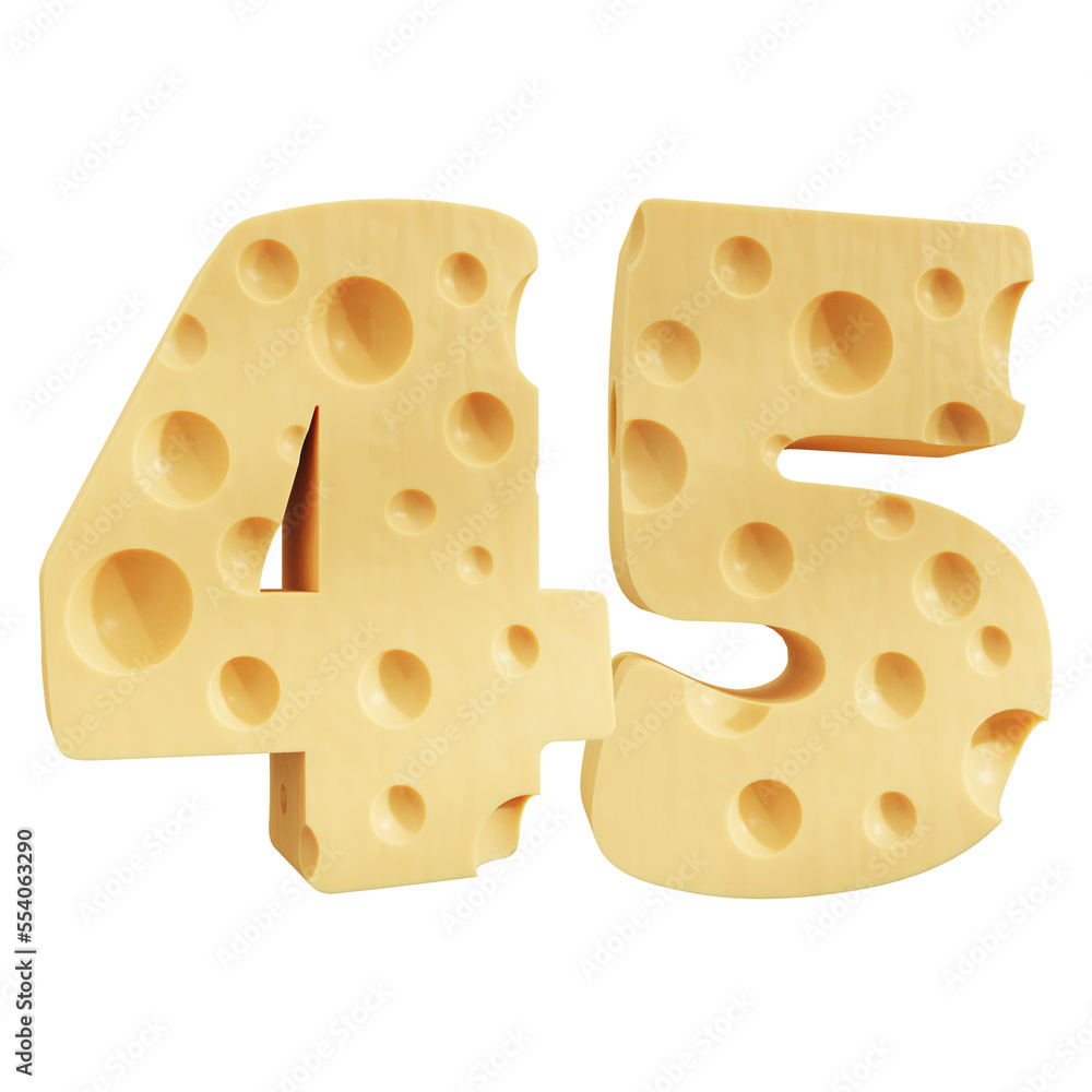 Number 45, Number forty five cheese icon design. Number 45, Number forty five cheese icon design.
