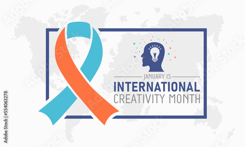 International creativity month is observed every year in january. Creativity month banner vector isolated on white background. Concept design for poster, greeting card and banner website.