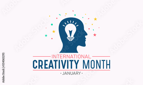 International creativity month is observed every year in january. Creativity month banner vector isolated on white background. Concept design for poster, greeting card and banner website.