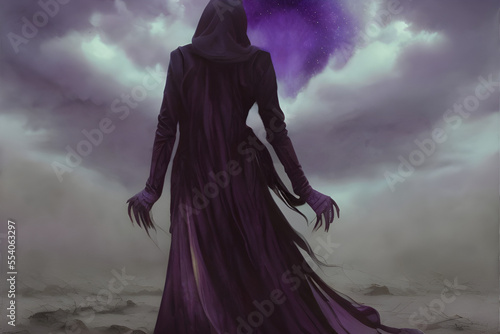 Ai Digital Illustration Stylish Grim Reaper Looking At The Stars