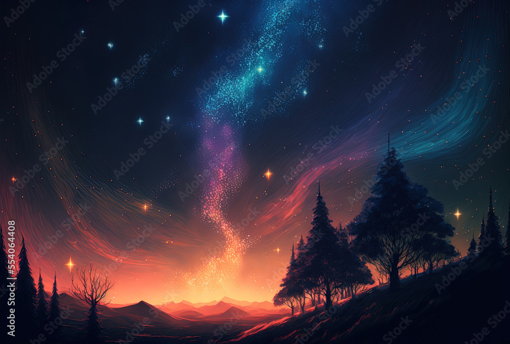 Background painting of a starry sky. Generative AI