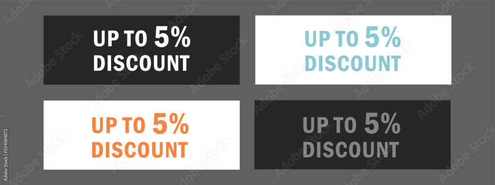 Discount up to 5 percent. Discount offer price sign. Special offer labels. Discount up to 5 percent. Discount offer price sign. Special offer labels.