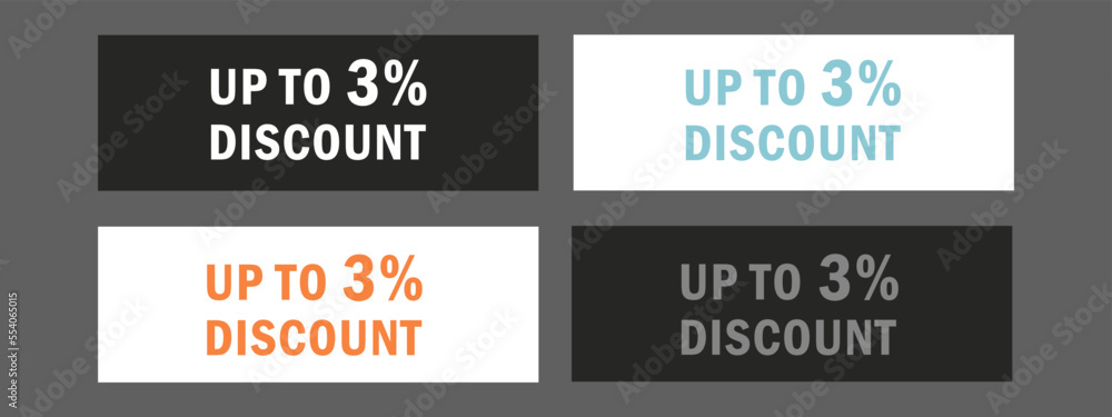 Discount up to 3 percent. Discount offer price sign. Special offer labels. Discount up to 3 percent. Discount offer price sign. Special offer labels.