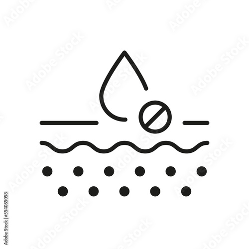 Rough Dry Sensitive Skin Treatment Outline Pictogram. Dehydrated Skin Face Line Icon. Moisture Skincare. Water Drop Dehydration Concept Icon. Isolated Vector Illustration