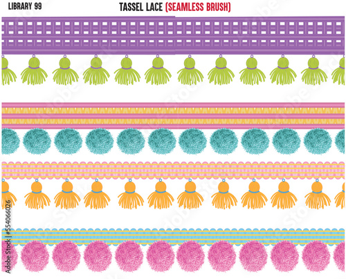 DECORATIVE TASSEL SEAMLESS PATTERN BRUSH IN EDITABLE VECTOR