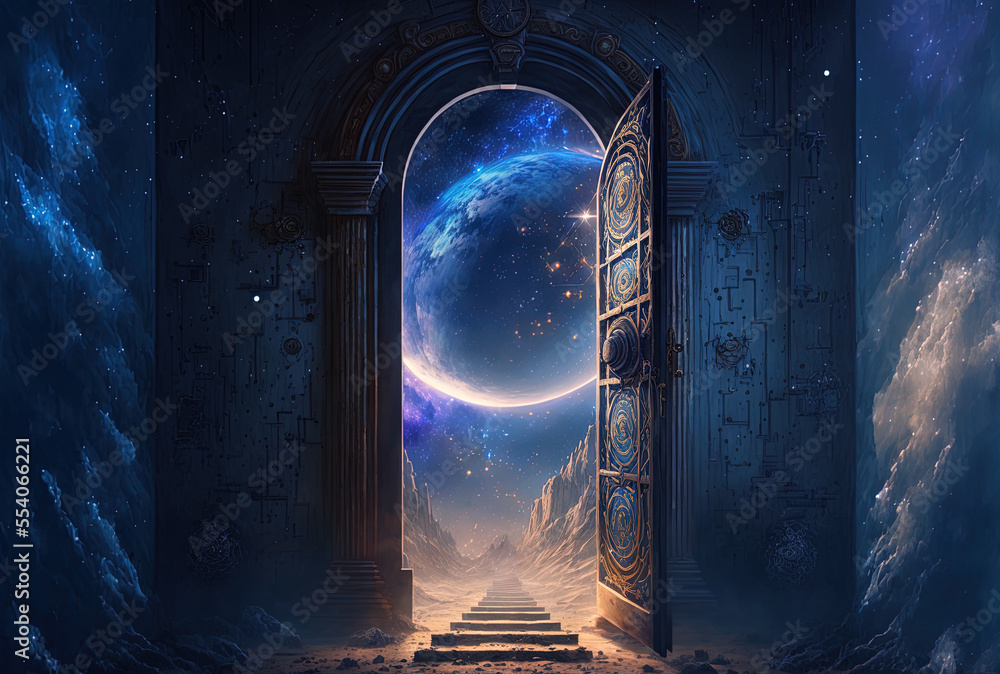 ภาพประกอบสต็อก Time and space are connected via a mystery door. The