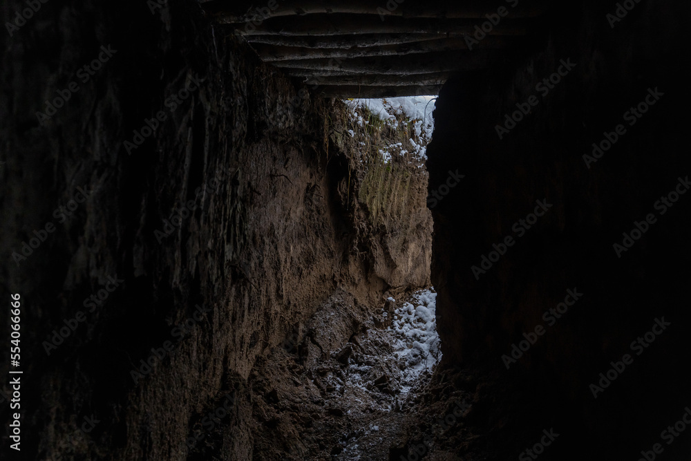 war in Ukraine Digging trenches on the contact line Freshly excavated protective army engineering structures. protection of infantrymen from shelling. preparation of military positions for hostilities