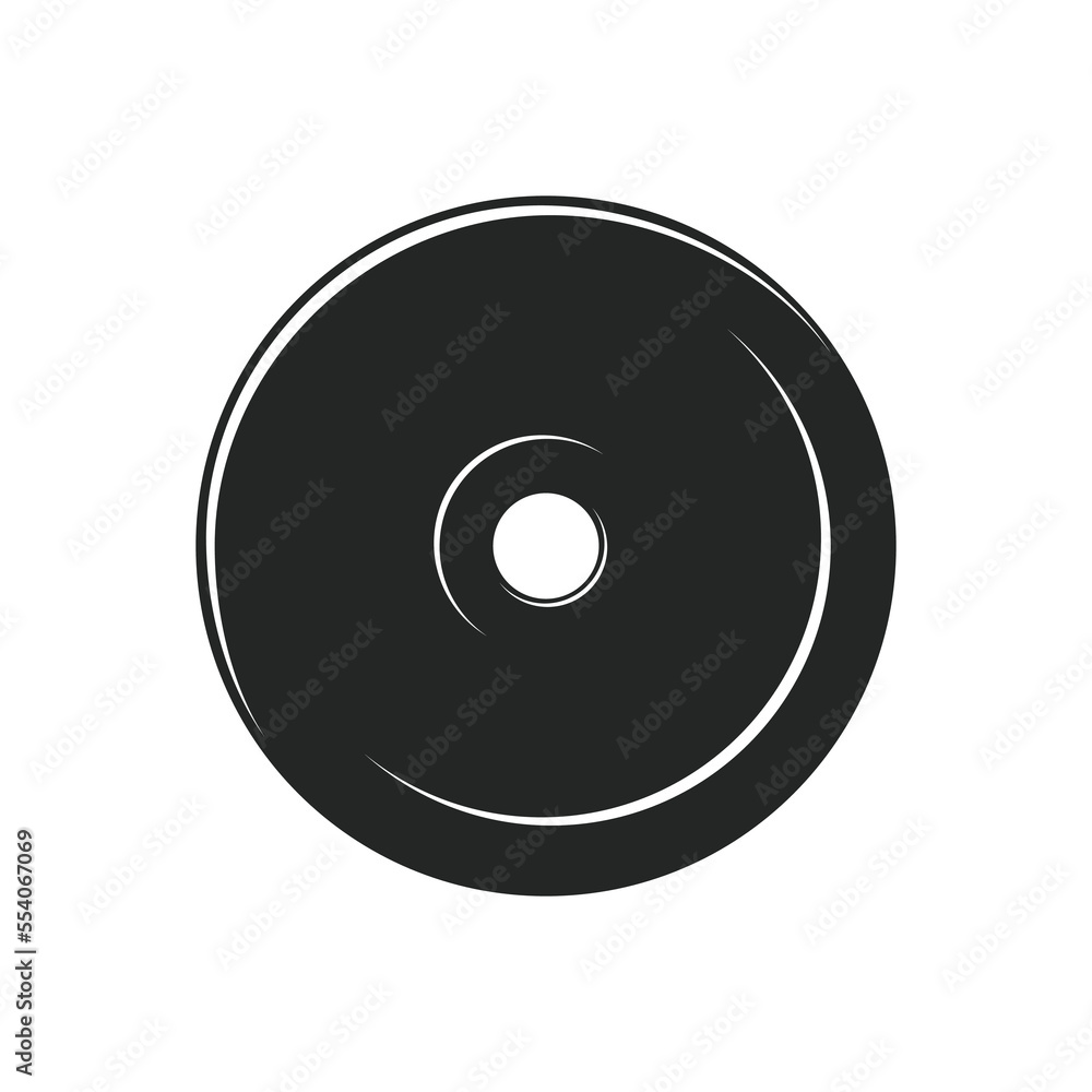 Plate for barbell icon. Bodybuilding, gym, crossfit, workout, fitness club symbol. Weightlifting equipment. Template design for gym, fitness and athletic center. Vector illustration Plate for barbell icon. Bodybuilding, gym, crossfit, workout, fitness club symbol. Weightlifting equipment. Template design for gym, fitness and athletic center. Vector illustration