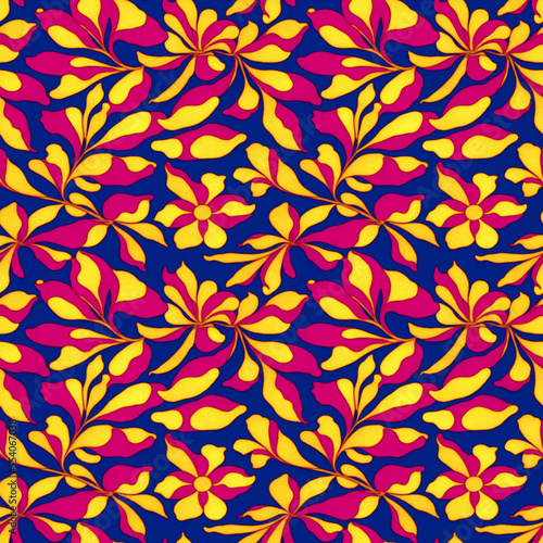Seamless flowers pattern. Endless colorful floral background. Digital illustration.