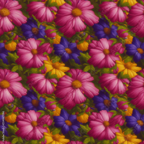 Wallpaper Mural Seamless flowers pattern. Endless colorful floral background. Digital painting. Torontodigital.ca