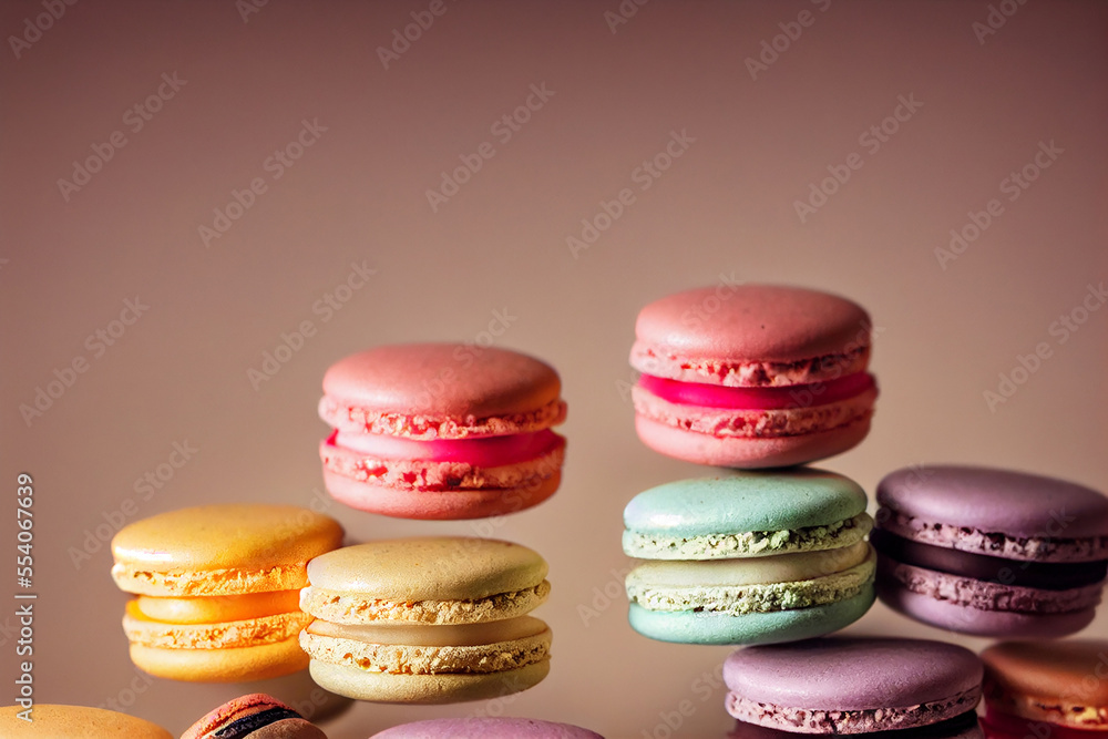 falling stack of macarons , soft and natural color falling stack of macarons , soft and natural color
