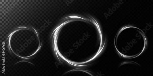 Abstract light lines of movement and speed in white. Light everyday glowing effect. semicircular wave, light trail curve swirl, car headlights, incandescent optical fiber png.