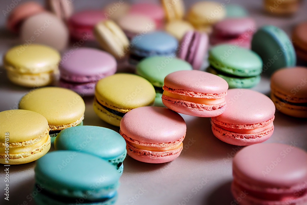 falling stack of macarons , soft and natural color