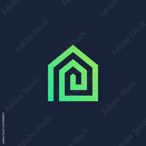 abstract home line logo vector