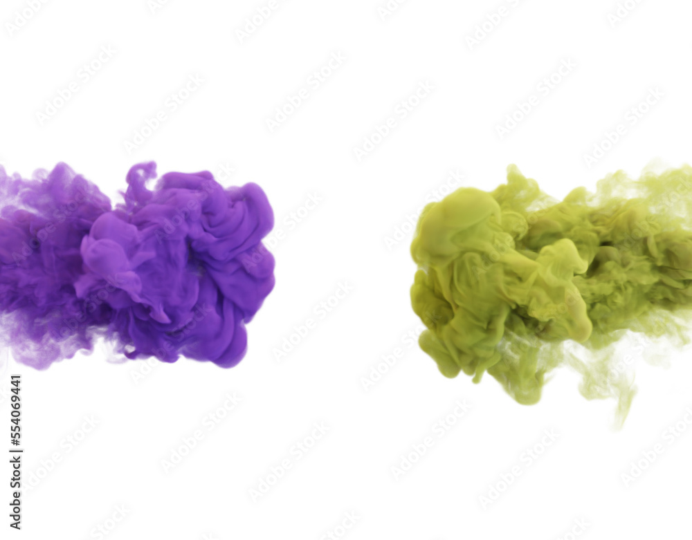 Purple yellow smoke. 3d render.