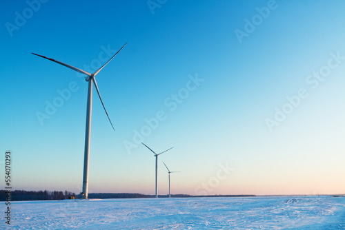 landscape with wind farm, winter time Poland Europe