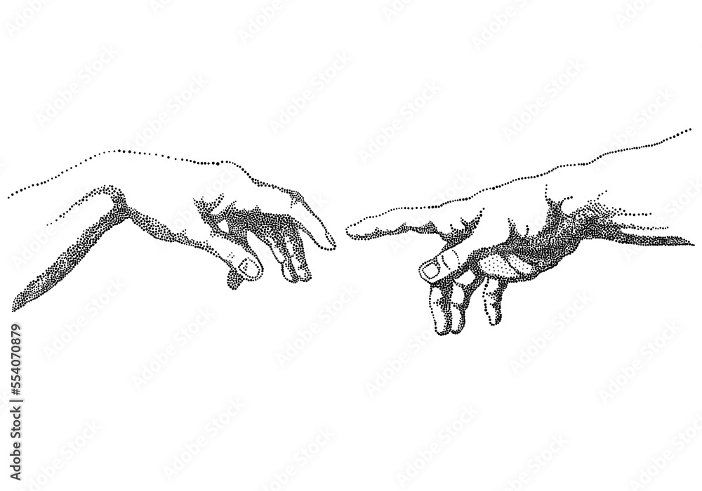 The Creation of Adam, illustration over a transparent background, PNG image - obrazy, fototapety, plakaty 